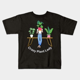 Crazy Plant Lady (white text) Kids T-Shirt